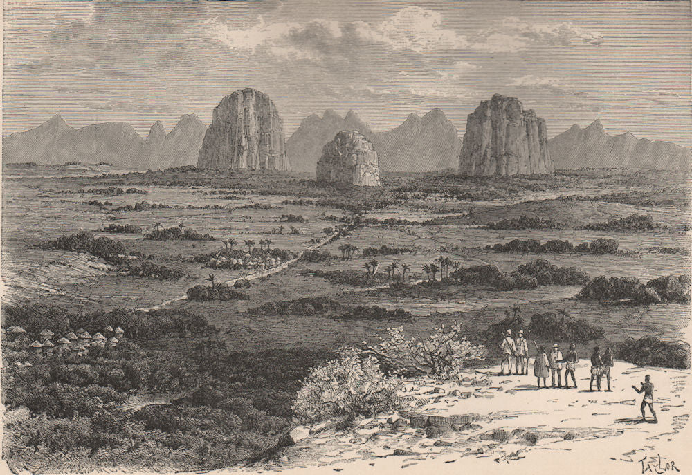 The Tembi - Kundu Hill and source of the Niger. Guinea Highlands 1885 print